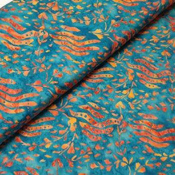 PETROL ORANGE - Madrid - Batikstoff aus Indonesien